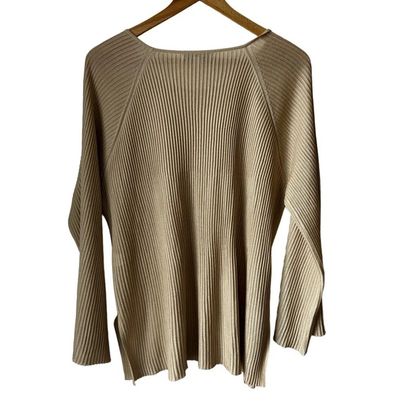 Elizabeth & James gold beige plissé top / tunic XS/S - Picture 3 of 6